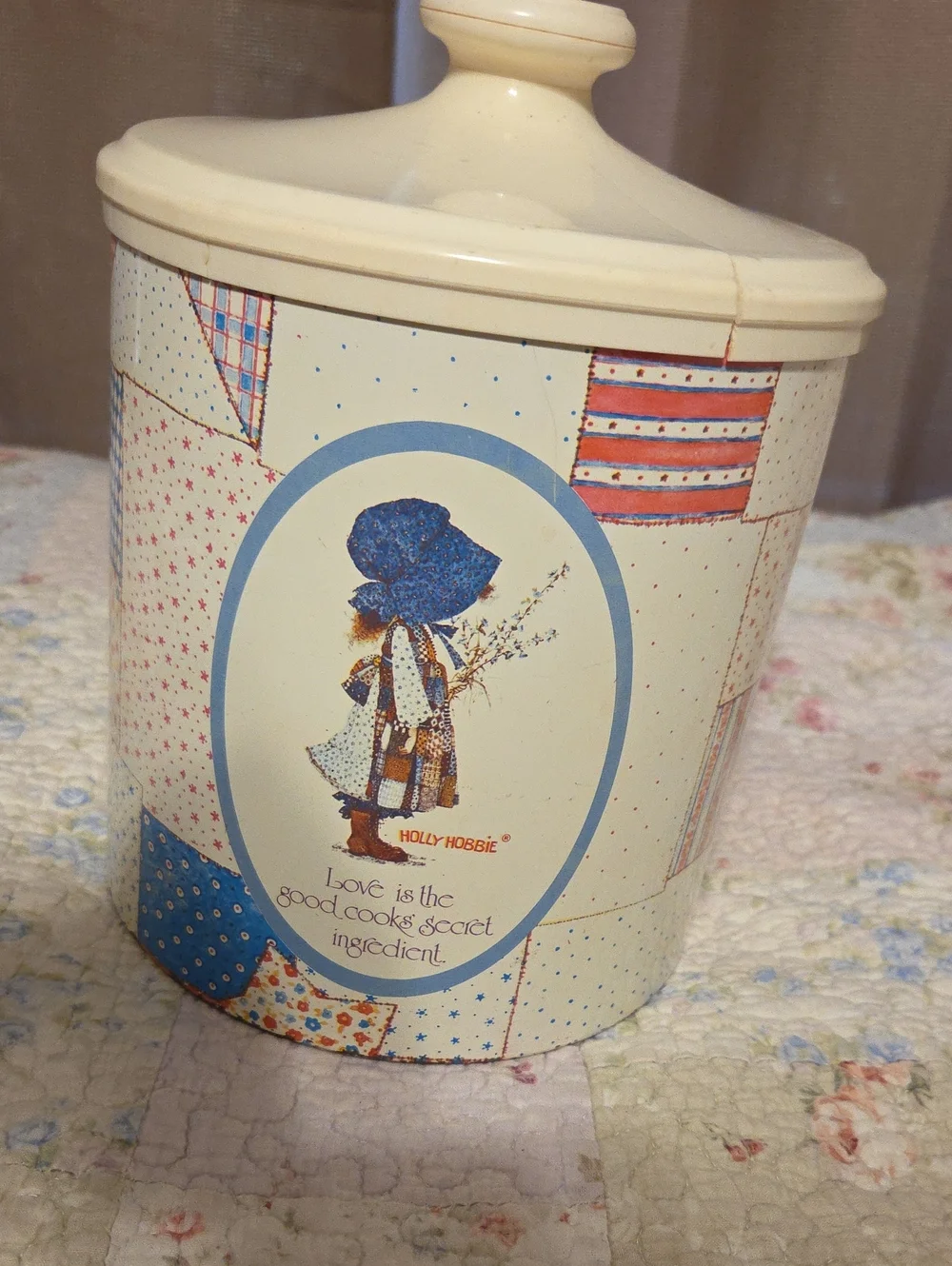 Holly Hobbie Vintage Floral Cookie Jar - Cream & Blue